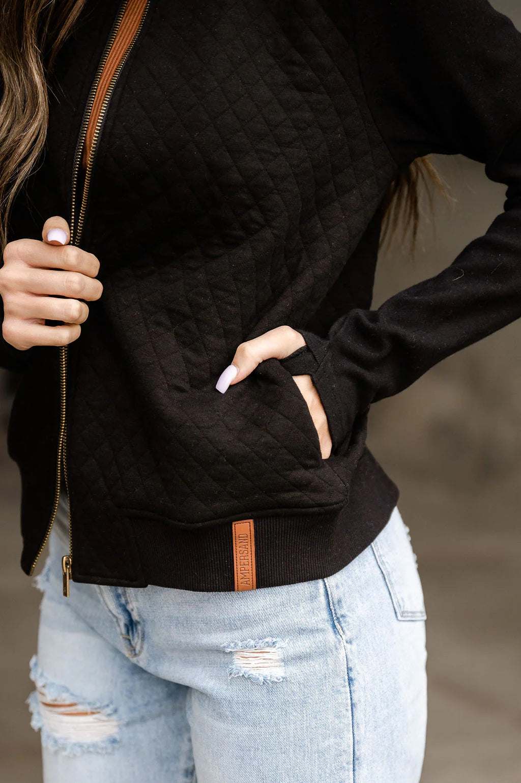 Ampersand Avenue Black Quilted Bomber Jacket