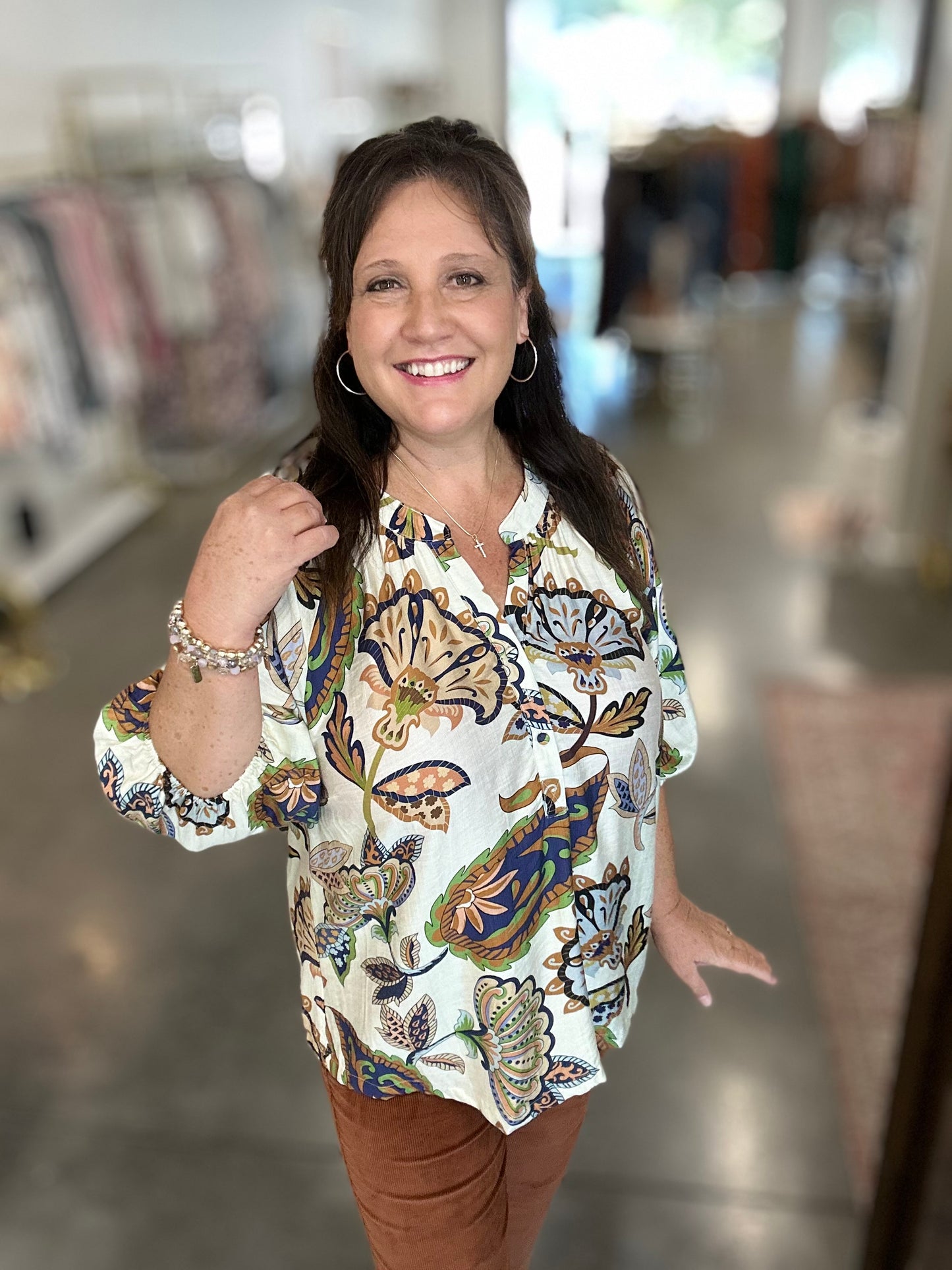 Cream Boho Paisley Blouse