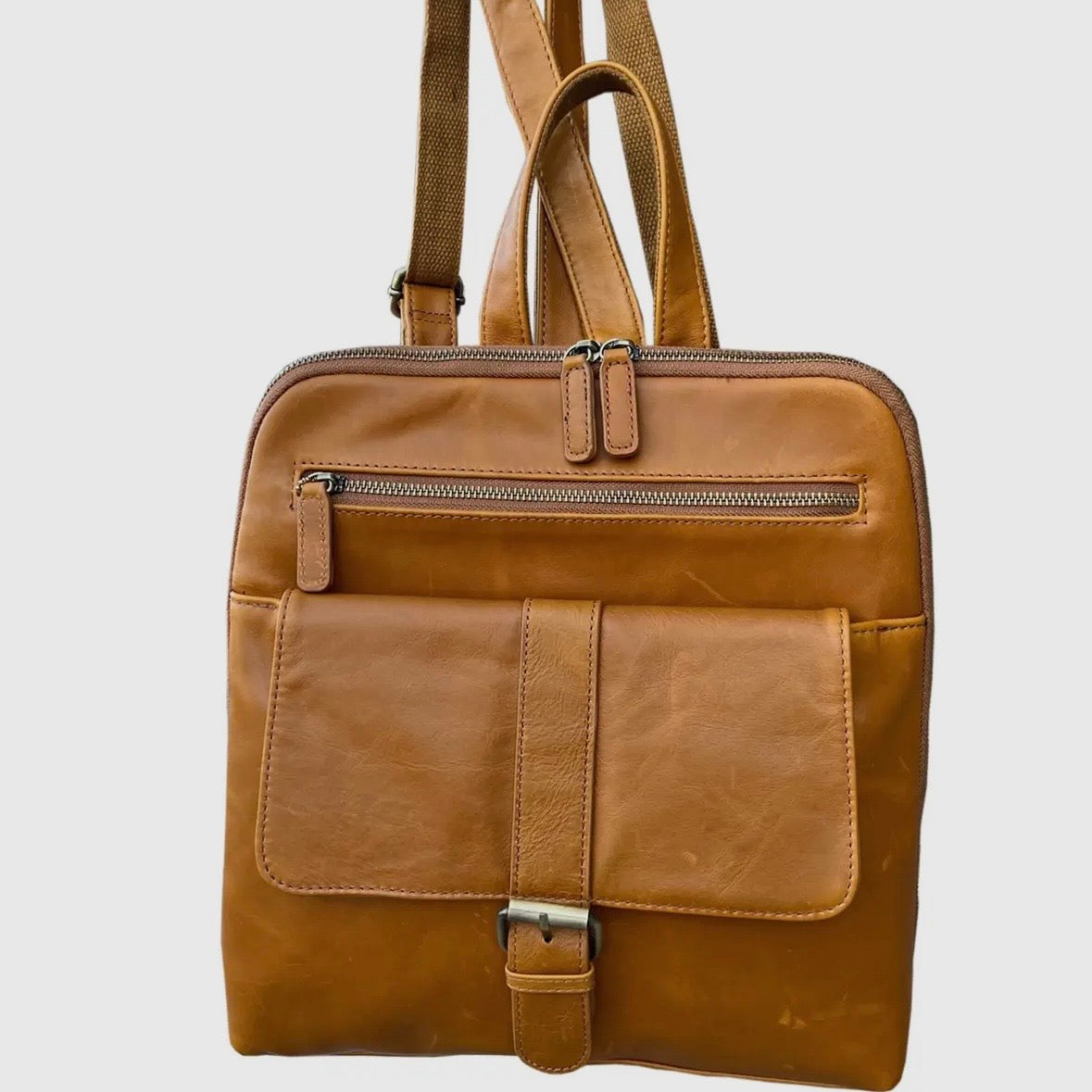 cowhide leather backpack brown Wax Oil Cowhide Leather Backpack