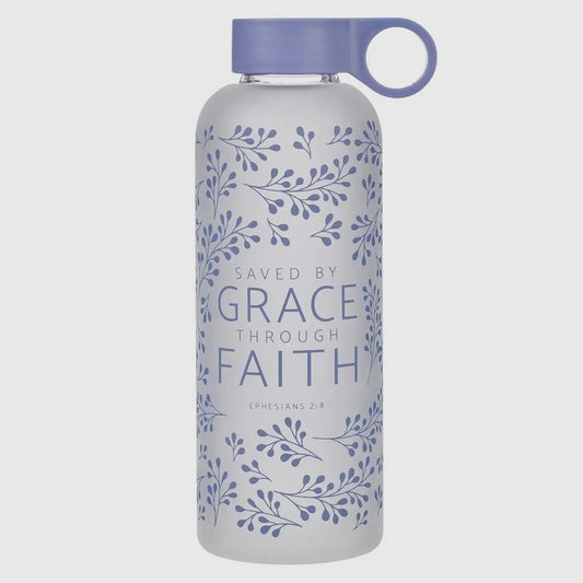 Glass Water Bottle - Saved By Grace