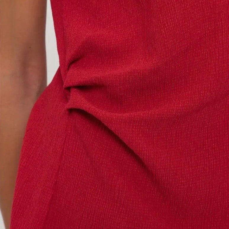 Red Pleat Detail Top