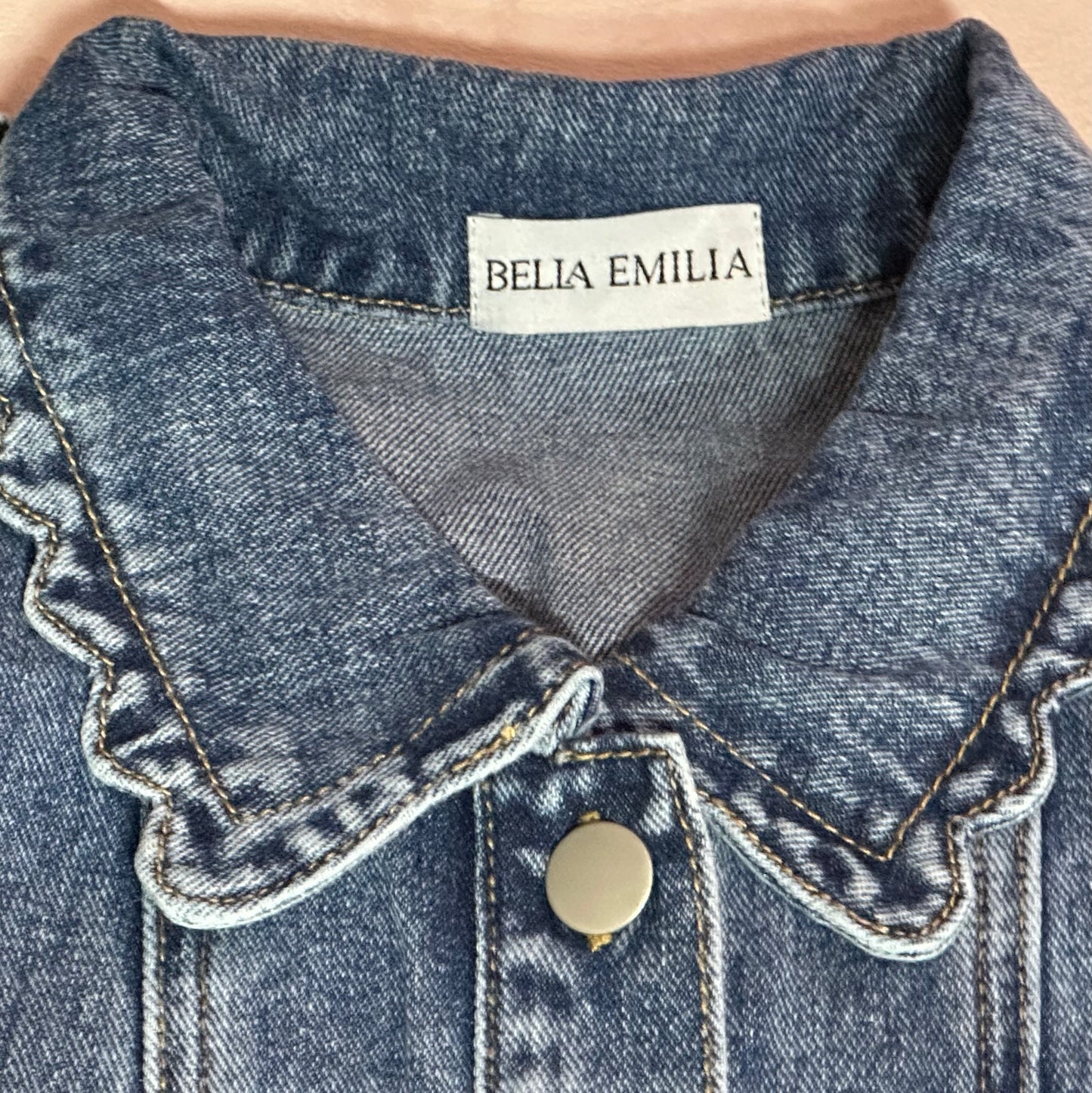 Dark Wash Scallop Trim Jean Jacket