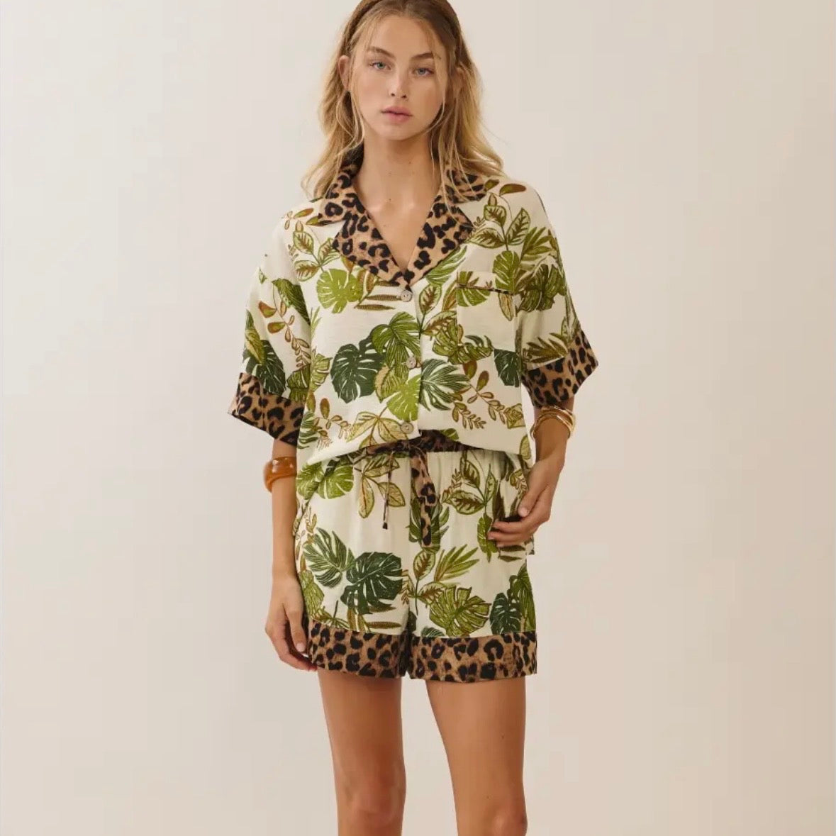 Tropical Cheetah Print Top