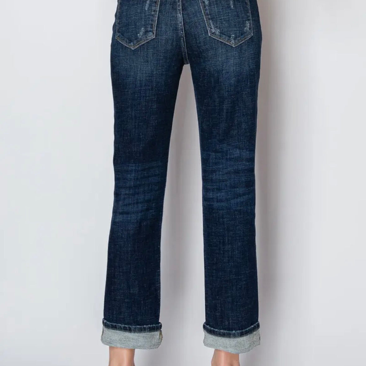 Tummy Control High Rise Stretch Straight Single Cuff Jean