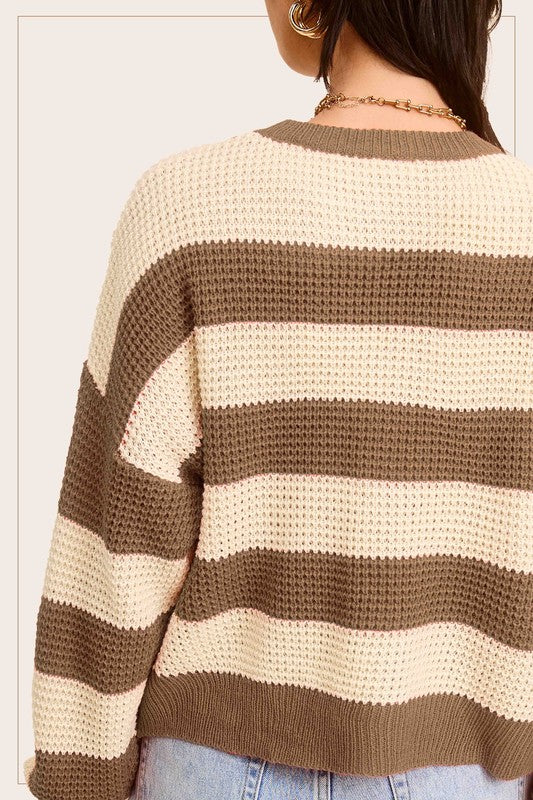 khaki stripe loose fit sweater