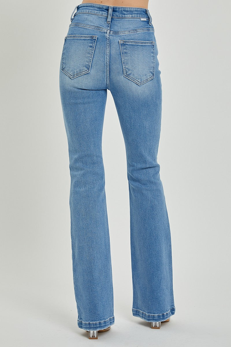 Risen high rise button fly bootcut jeans