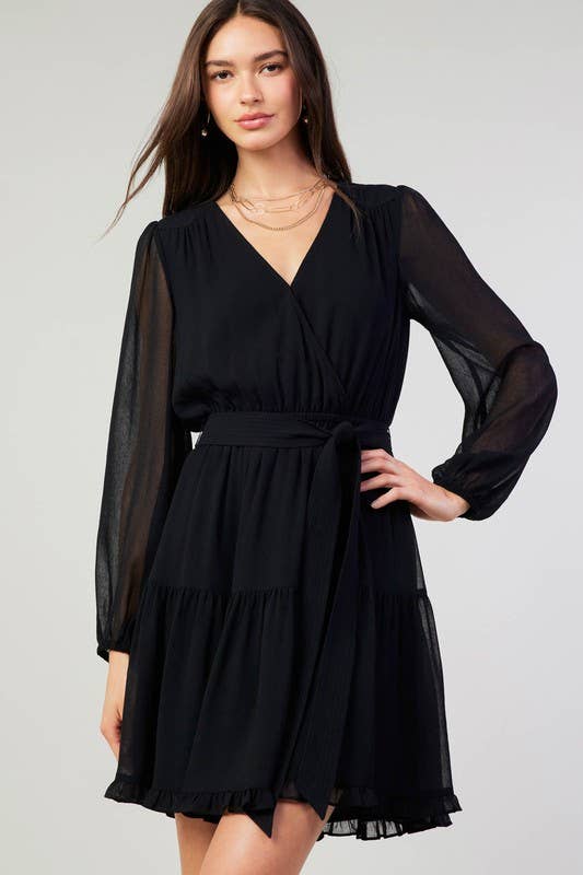 Surplus Mini Dress W/Ruffled Detail: Black / S