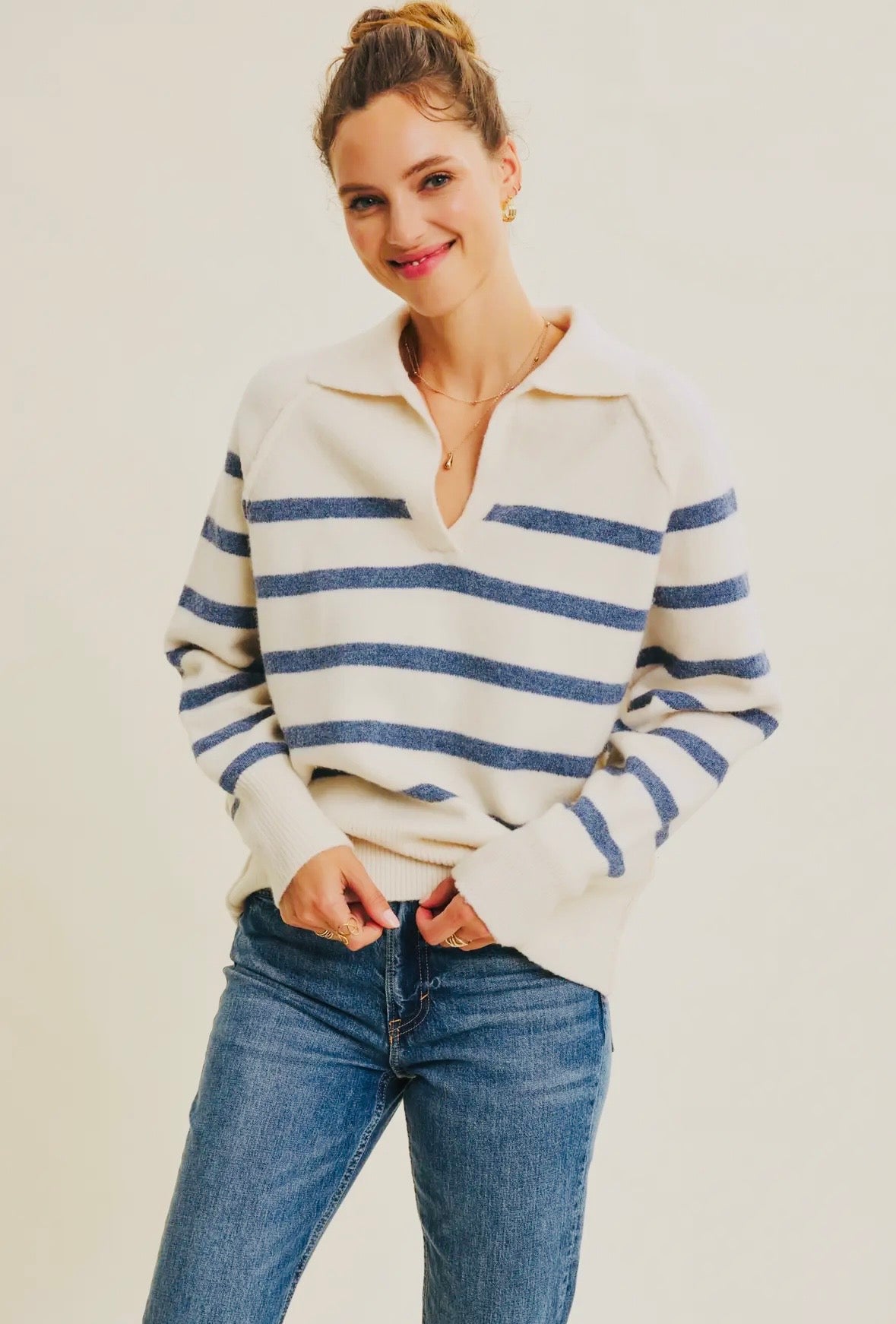 Blue Stripe Cozy Sweater