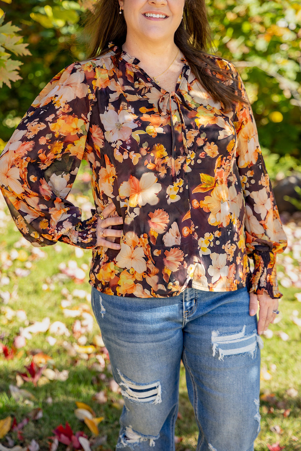 Black Floral Blouse