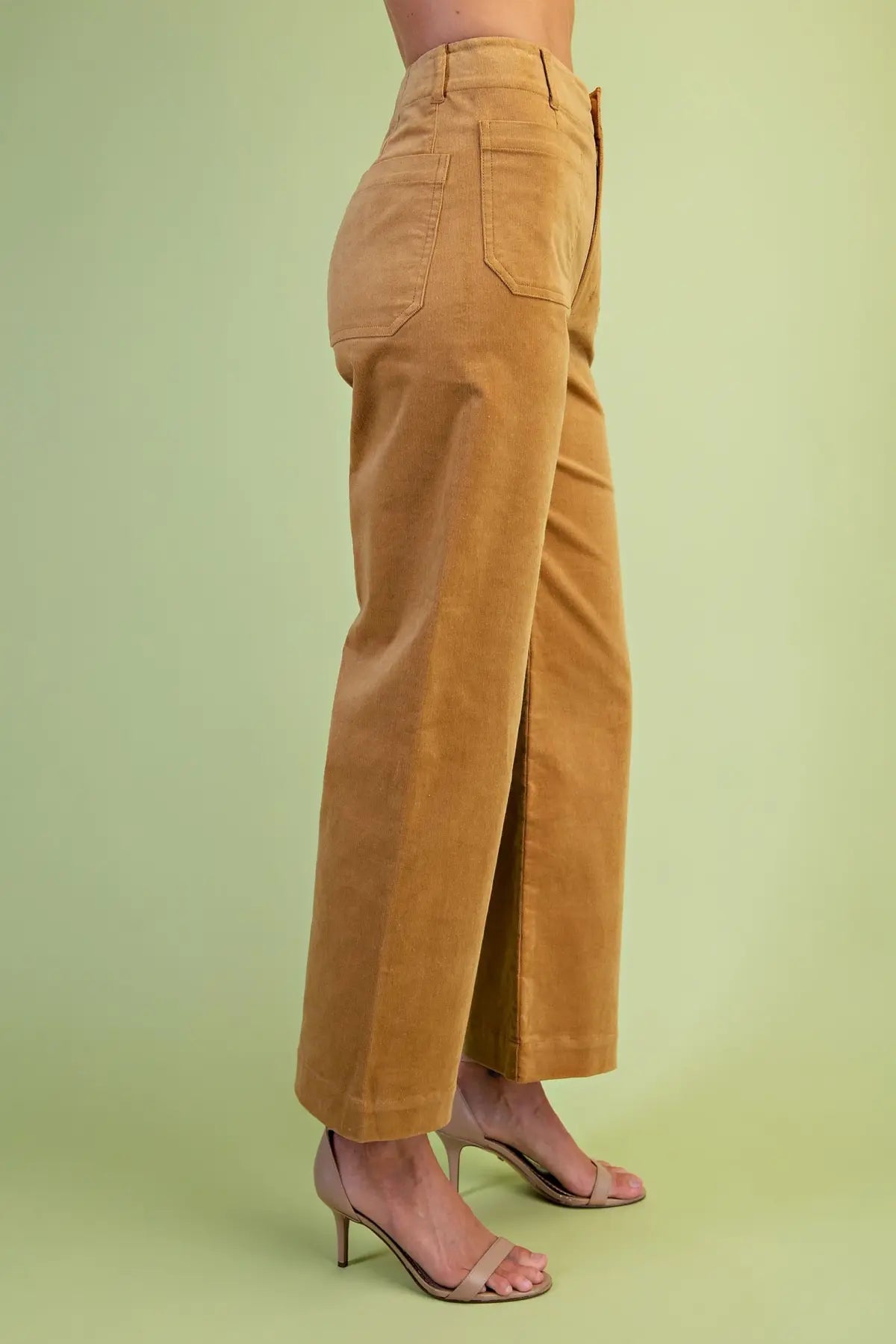 Caramel Ankle Cropped Stitch Corduroy Pants