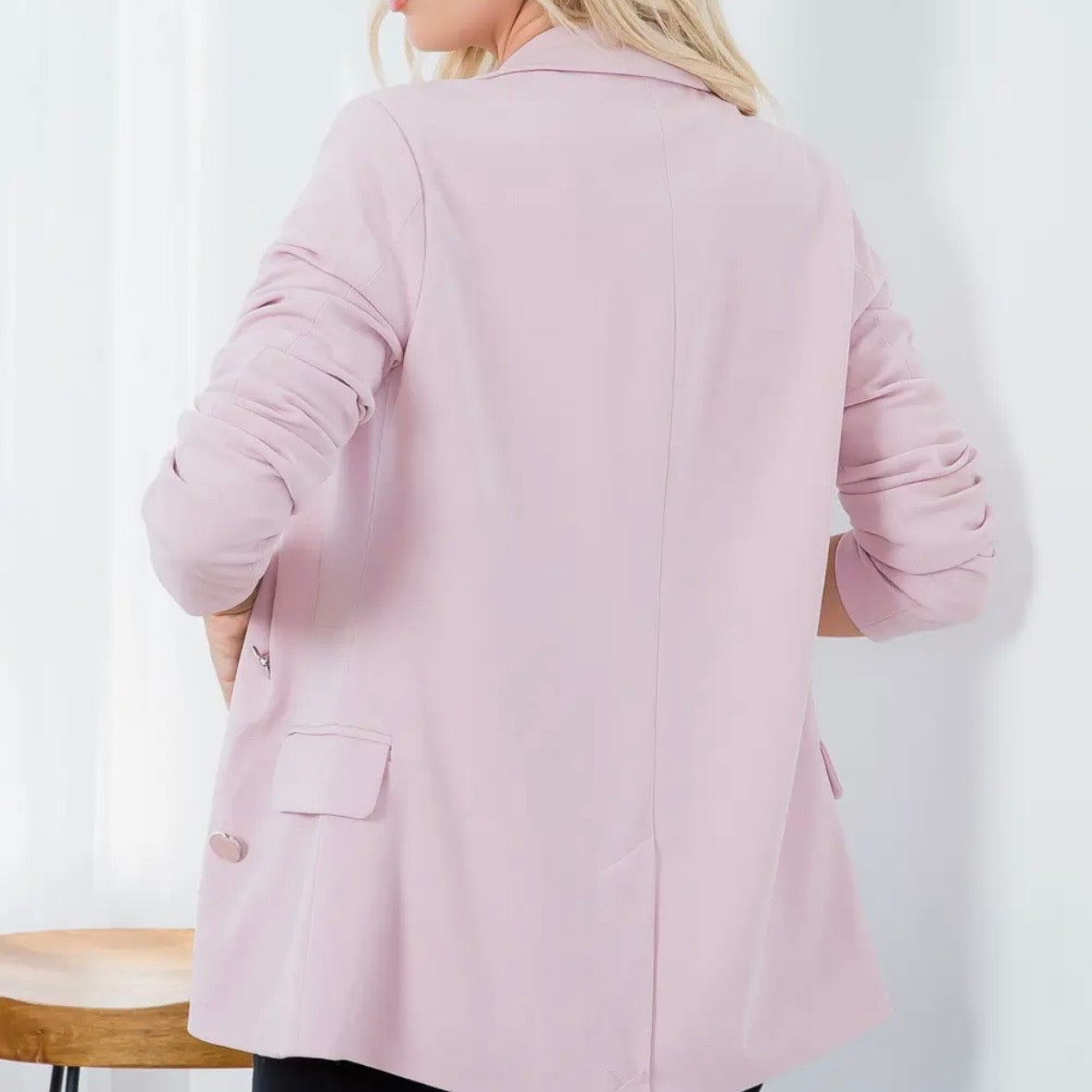 Light Violet Crepe Lined Four Button Blazer