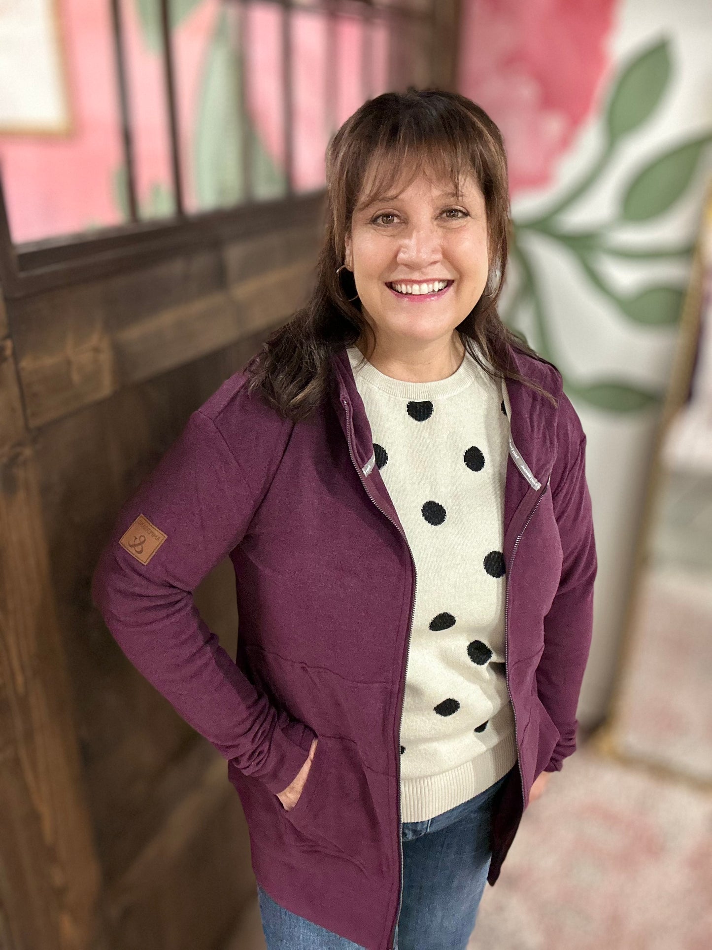 Ampersand Avenue Performance Fleece FullZip Sweatshirt - Velvet Plum