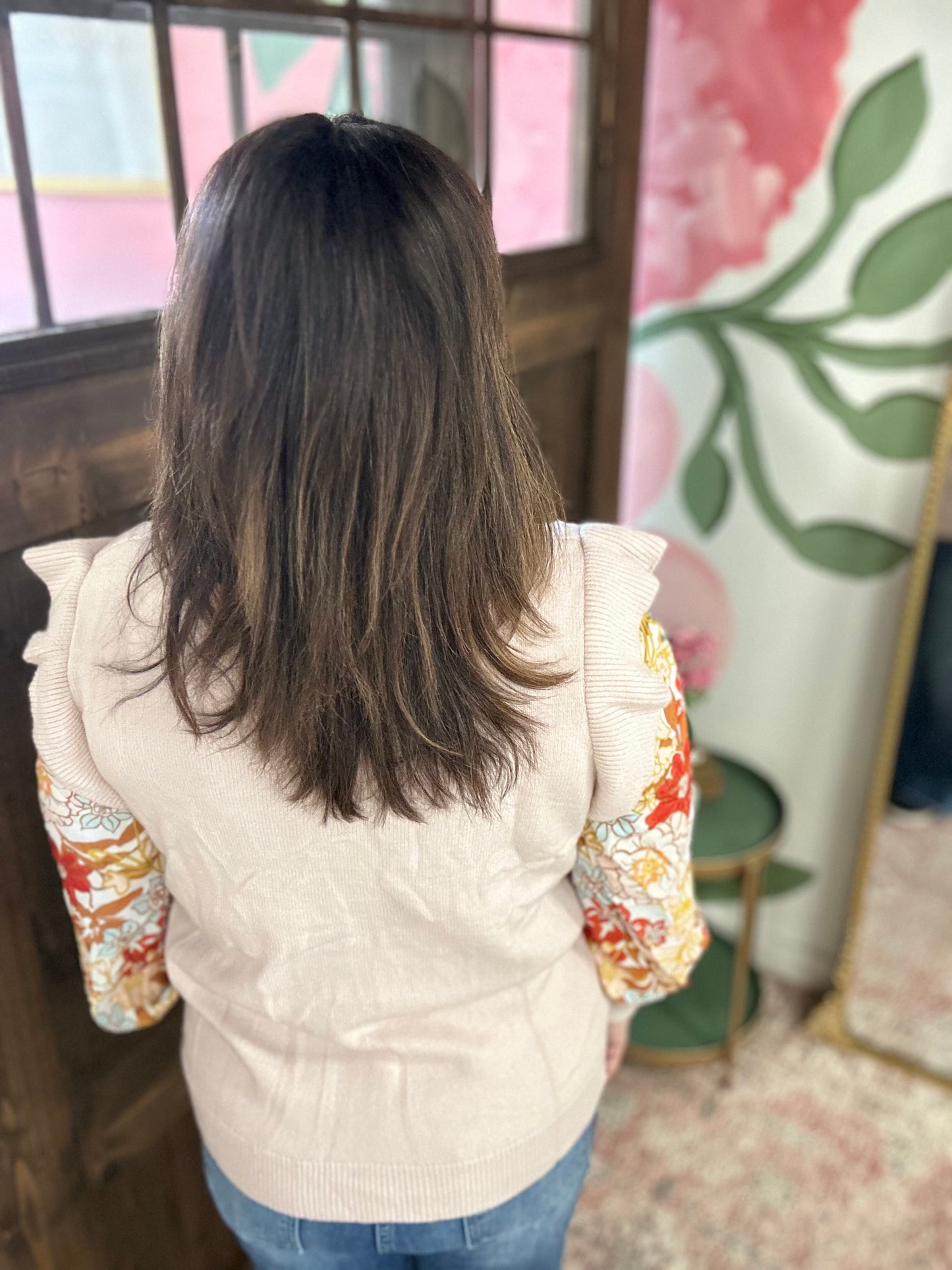 Blush Floral Sleeve Sweater