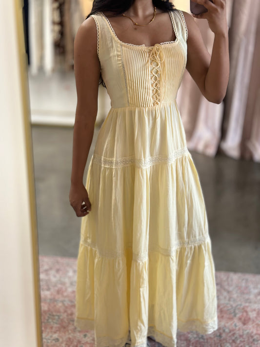 Yellow Cotton Sleeveless Maxi Dress