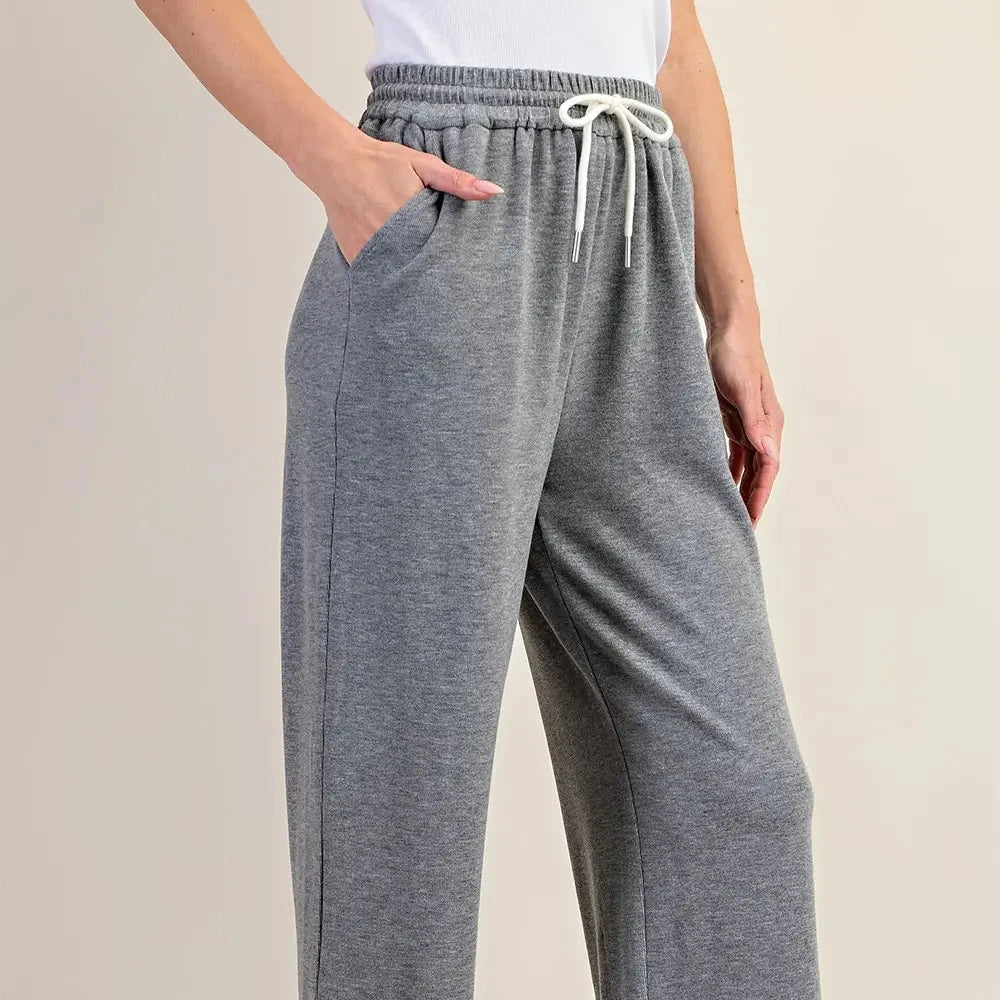 Grey Knit Pants w/ Elastic Waistband