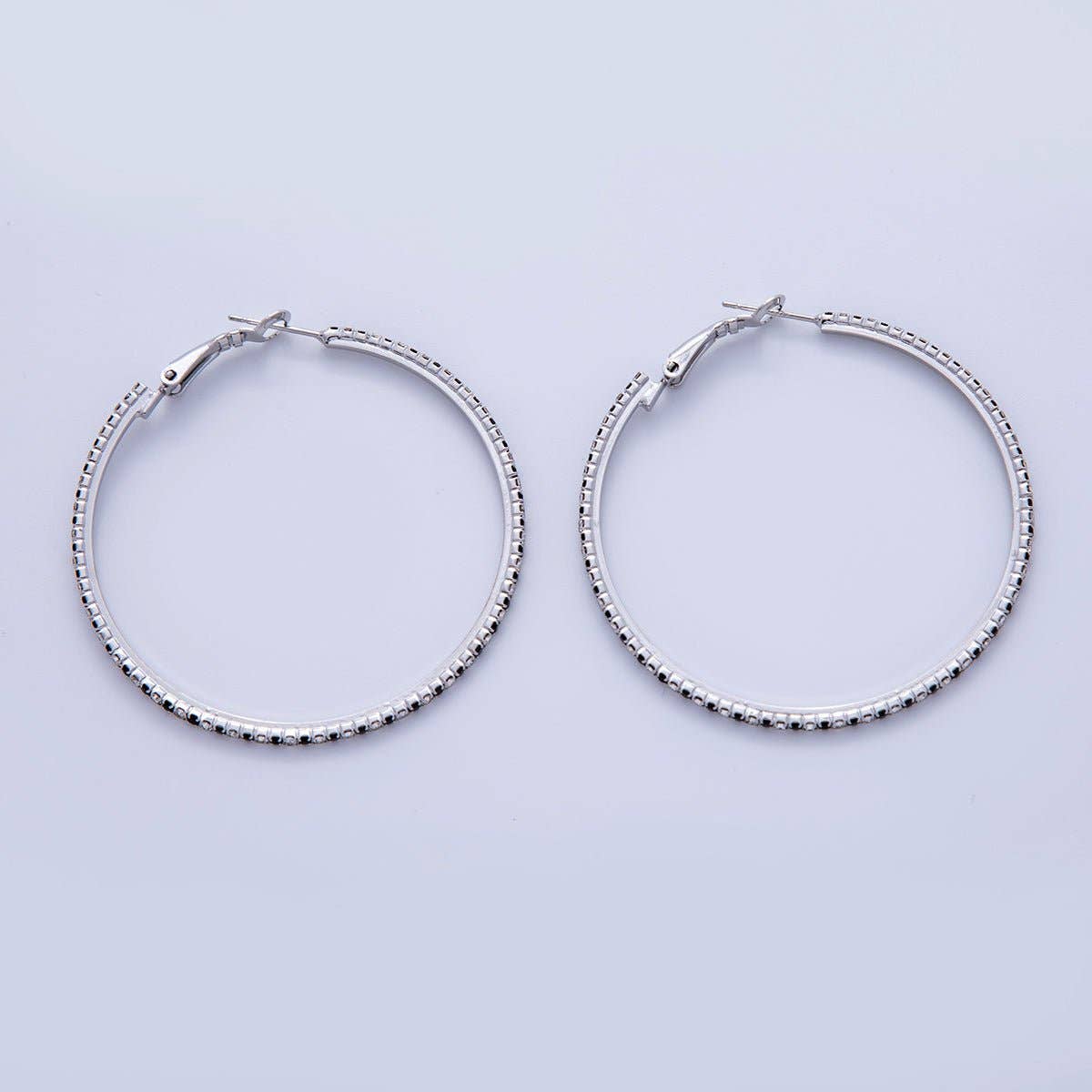 18K Gold Filled B&W Micro Paved CZ Hinge Hoop Earrings in Gold