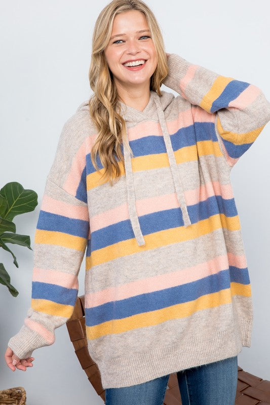 Striped Pullover Hoodie Sweater