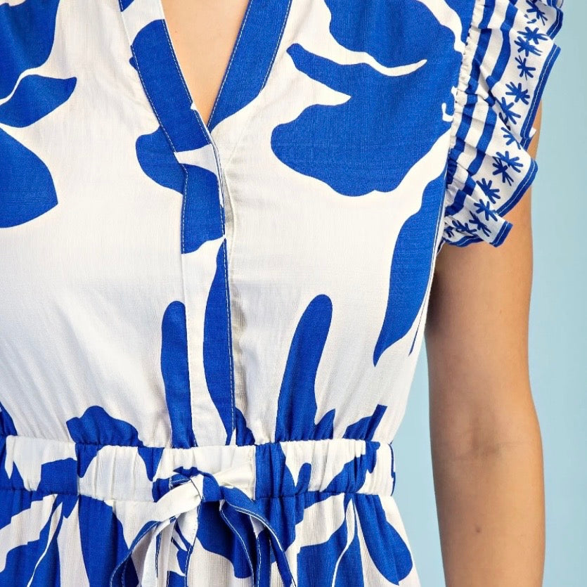 Royal Blue Tiered Midi Dress