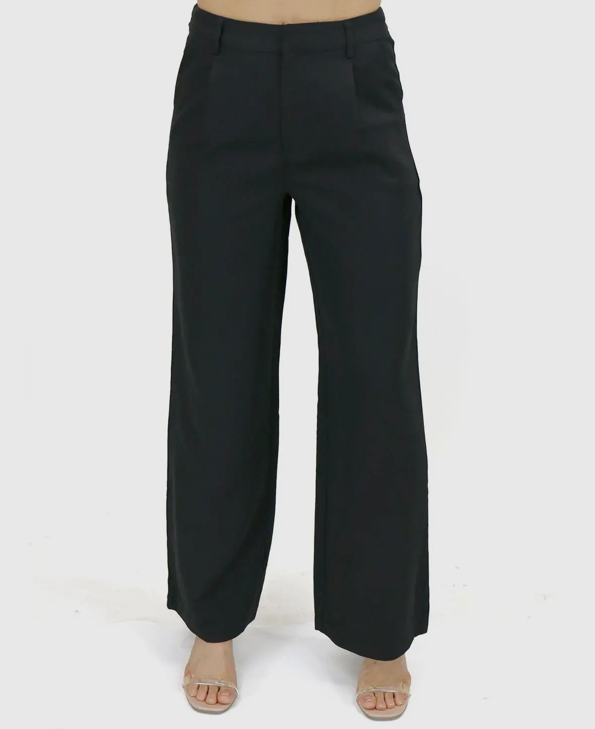 Black Wide-Leg Work Pants