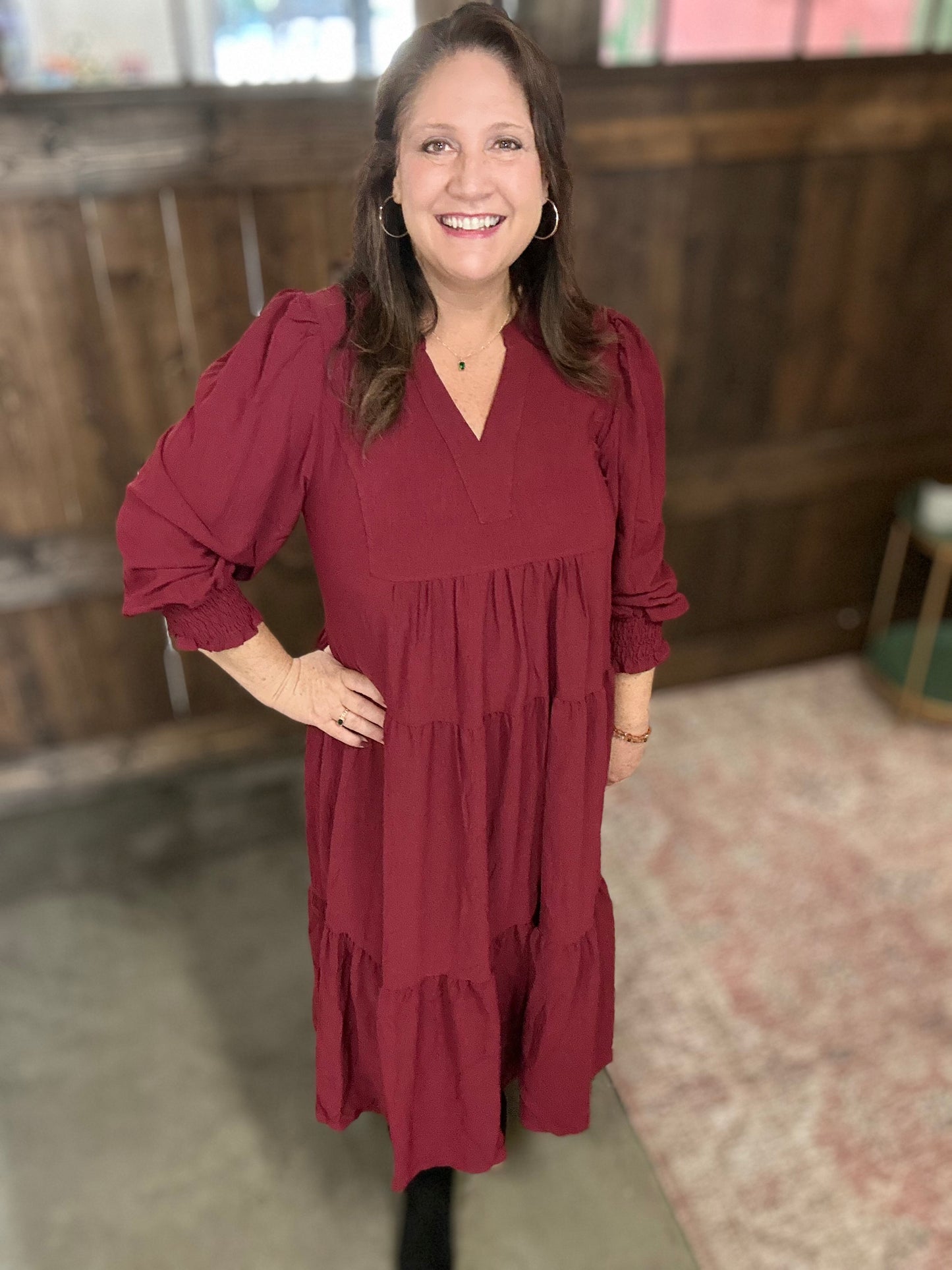 Tiered Maxi Dress - Wine