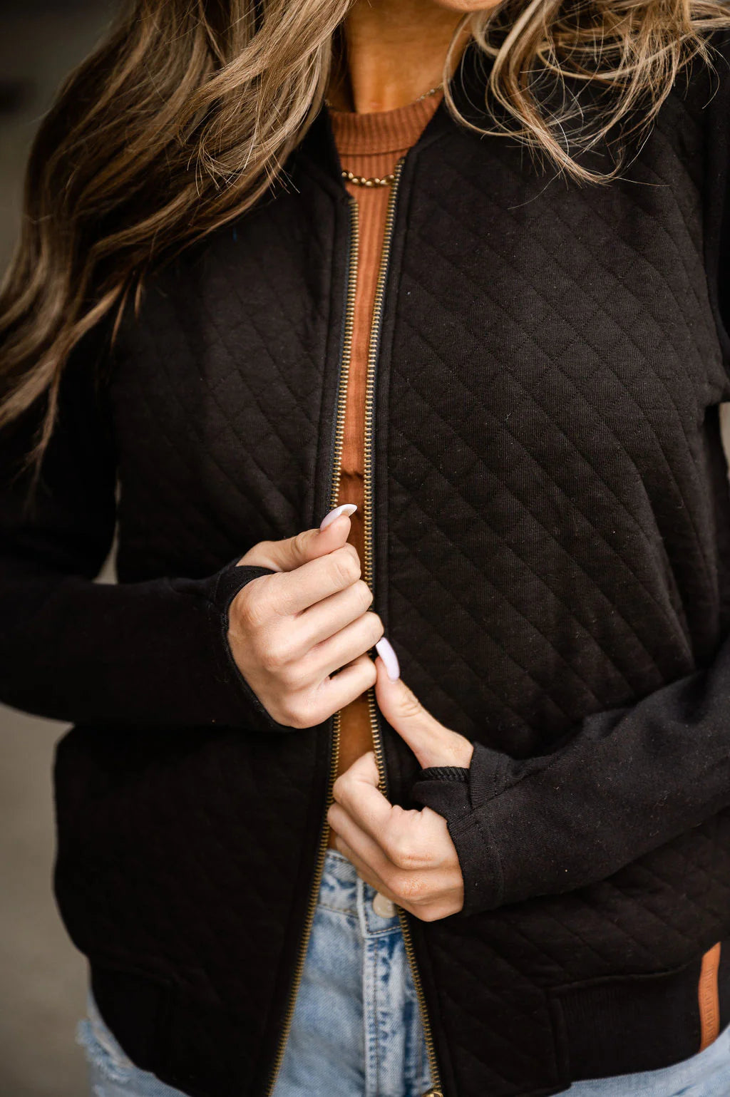 Ampersand Avenue Black Quilted Bomber Jacket