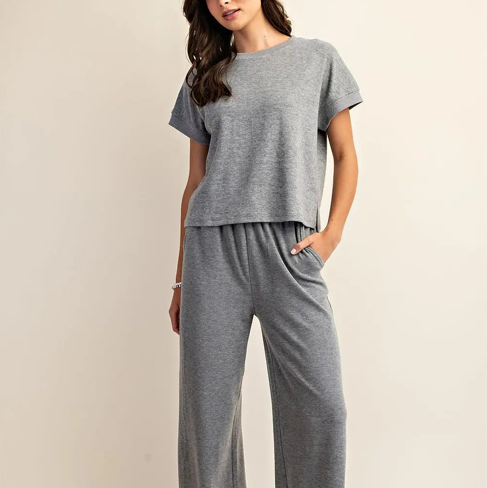 Grey Short Sleeve Knit Shirt