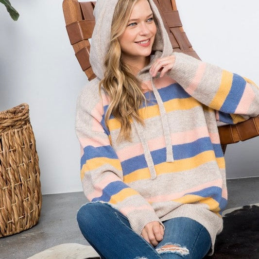 Striped Pullover Hoodie Sweater