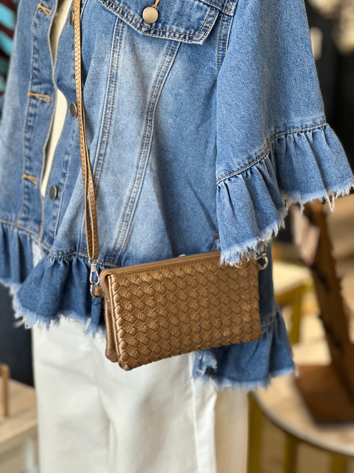 Woven Wristlet w/ Shoulder Strap