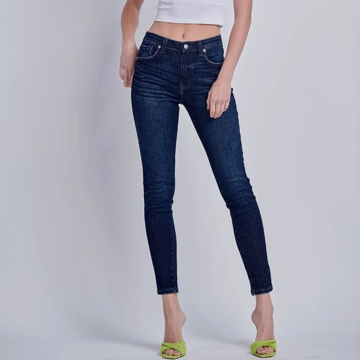 High Rise Full Length Skinny Jeans | Dark