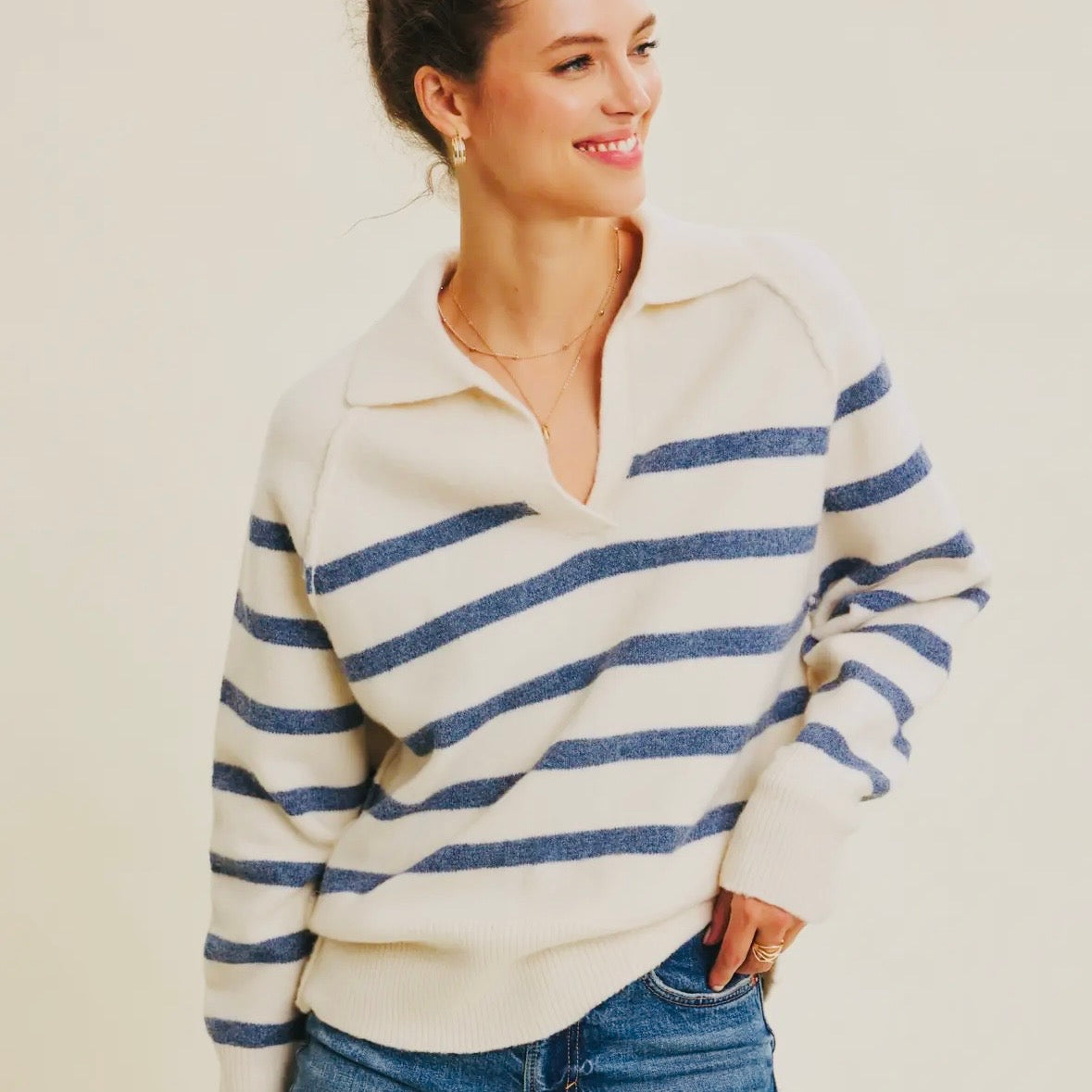Blue Stripe Cozy Sweater