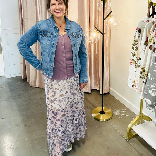 Mesh Floral Maxi Skirt