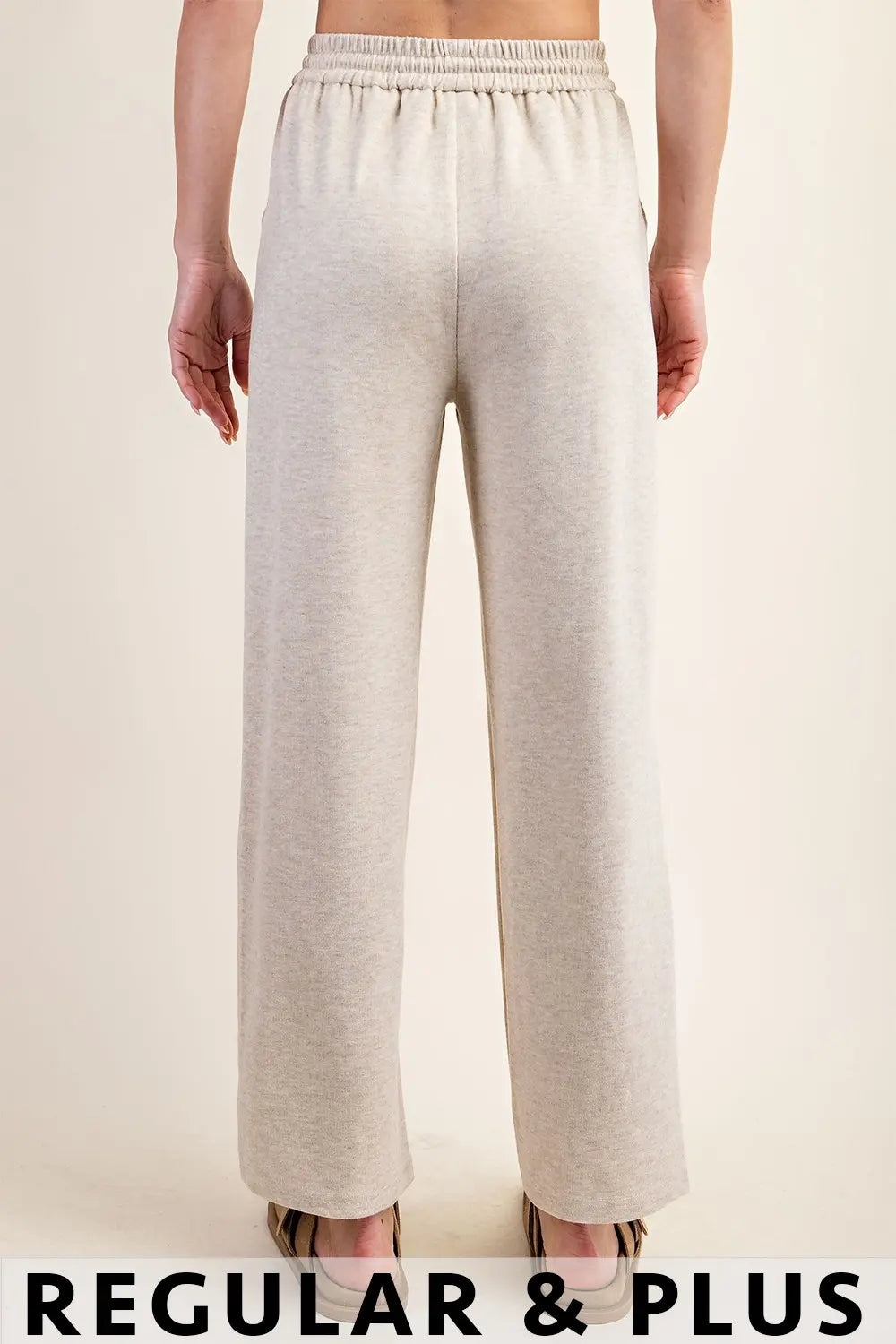 Taupe Knit Pants w/ Elastic Waistband