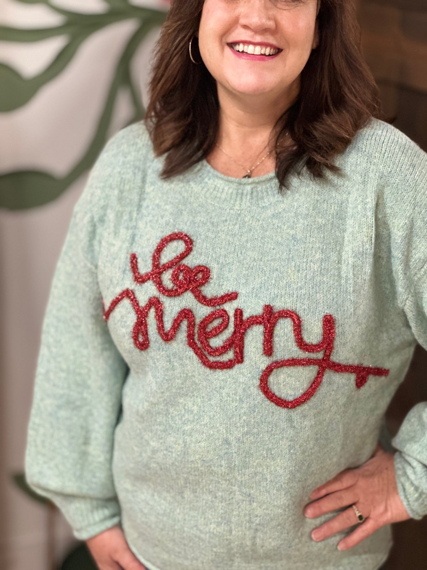 Sage Be Merry Christmas Sweater