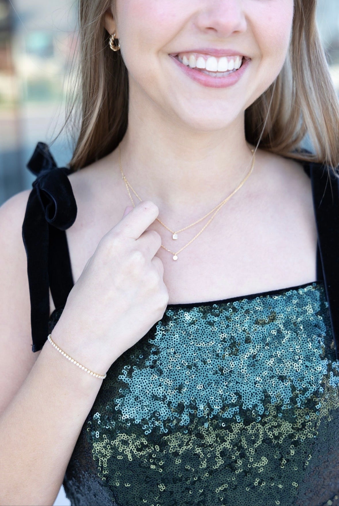 Fit And Flare Sequin Dress - Emerald