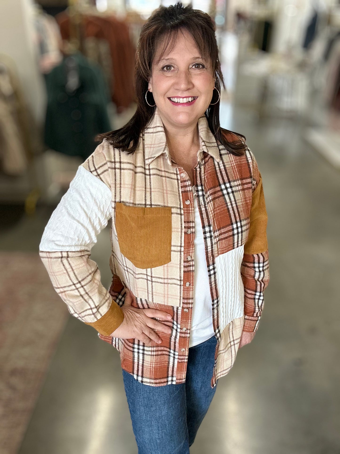 Plaid Colorblock Shacket