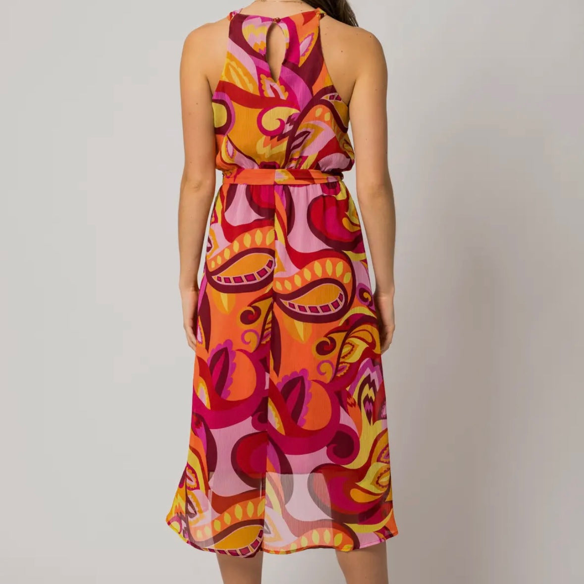 Multi Halter Neck Midi Dress