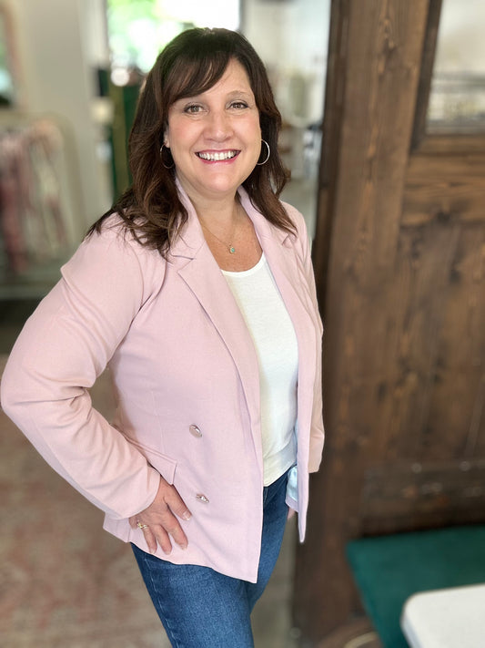 Light Violet Crepe Lined Four Button Blazer