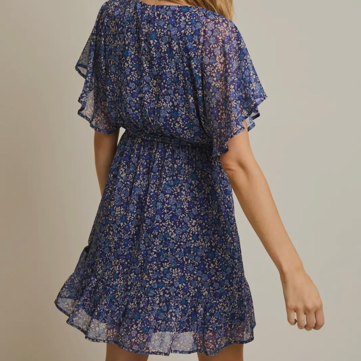 Navy Floral Print Dress