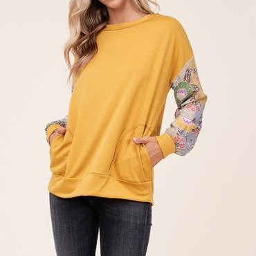 Plus Woven Floral Mixed Top