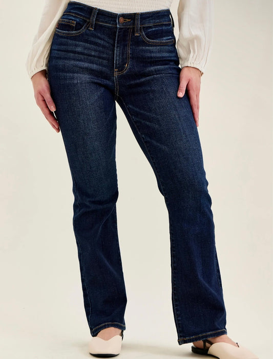 High Waist Petite Trouser Flare Dark Wash