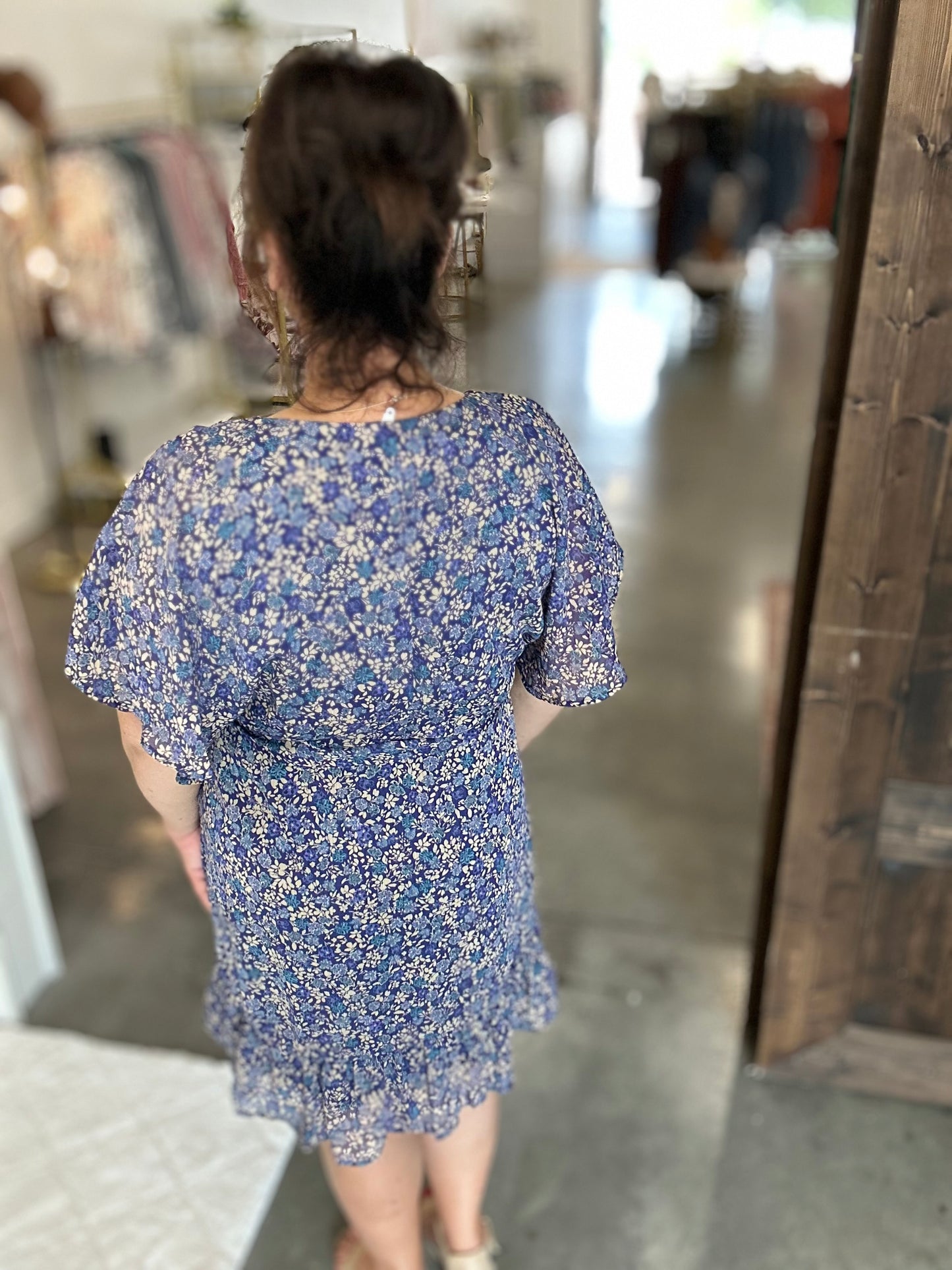 Navy Floral Print Dress