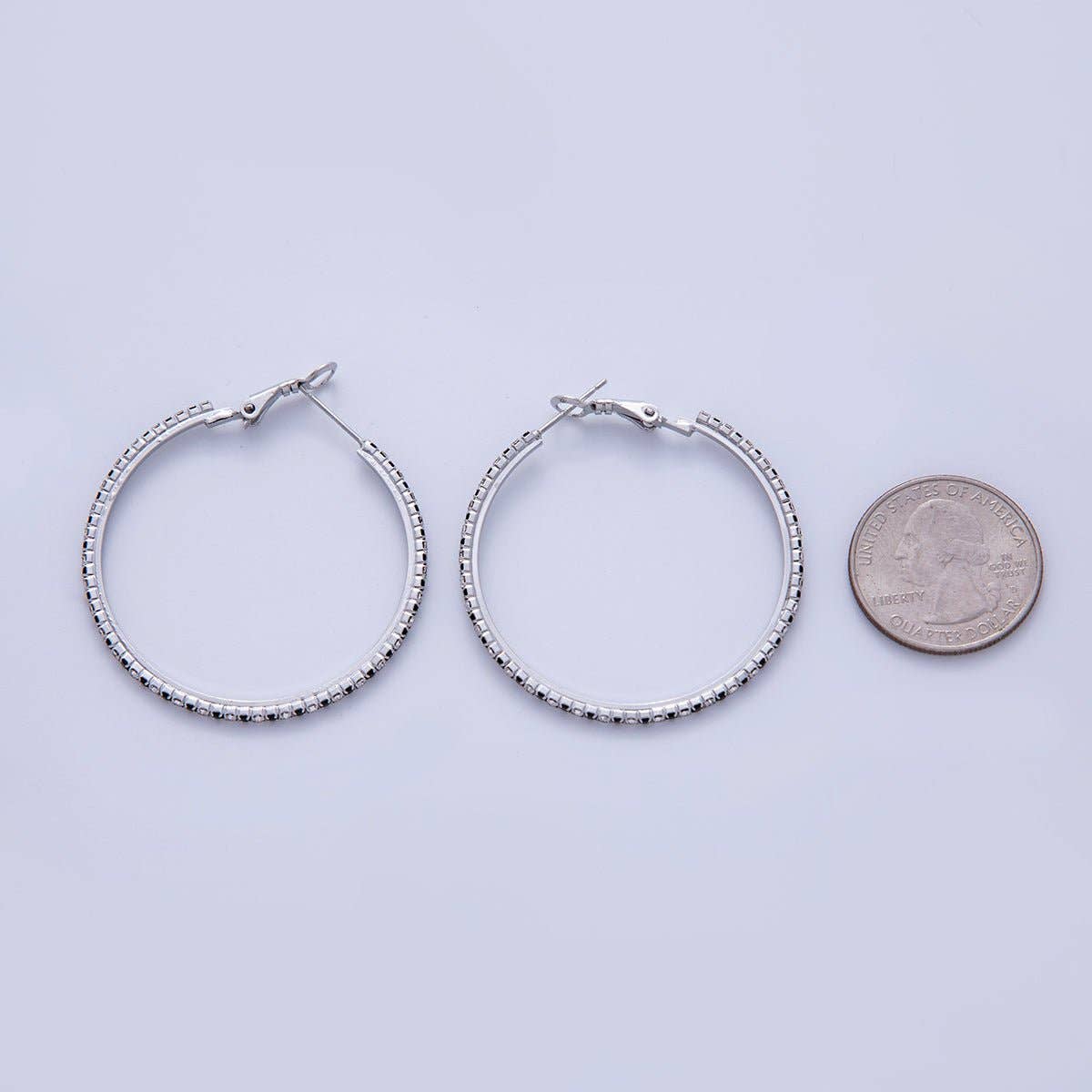18K Gold Filled B&W Micro Paved CZ Hinge Hoop Earrings in Gold