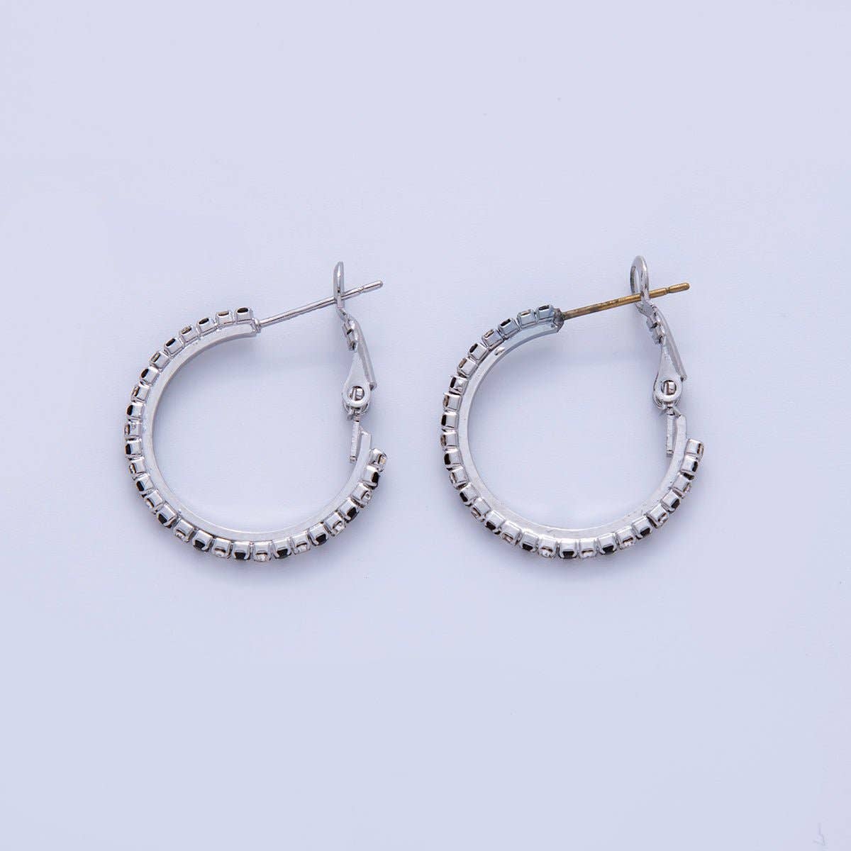 18K Gold Filled B&W Micro Paved CZ Hinge Hoop Earrings in Gold
