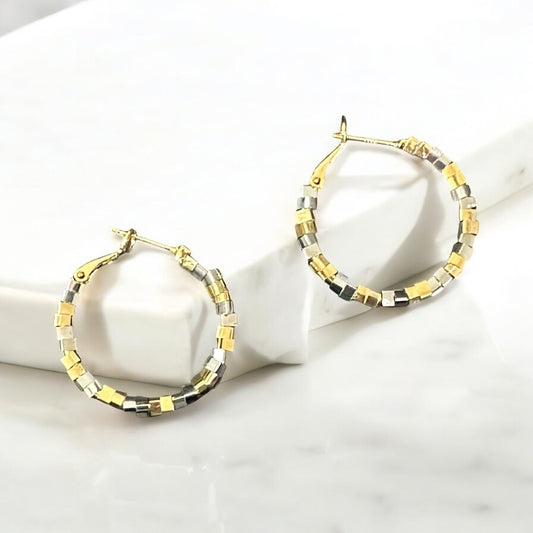 Ornella Square Bead Hoop Earrings