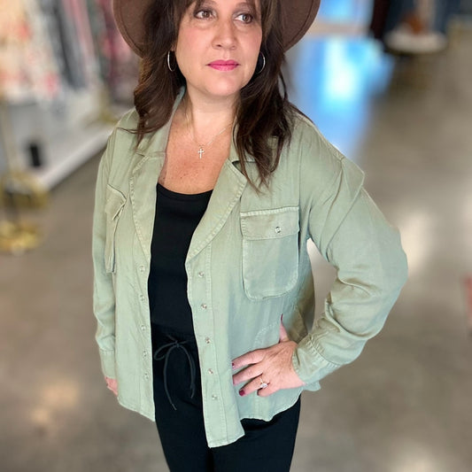 Olive Utility Shirt Jacket
