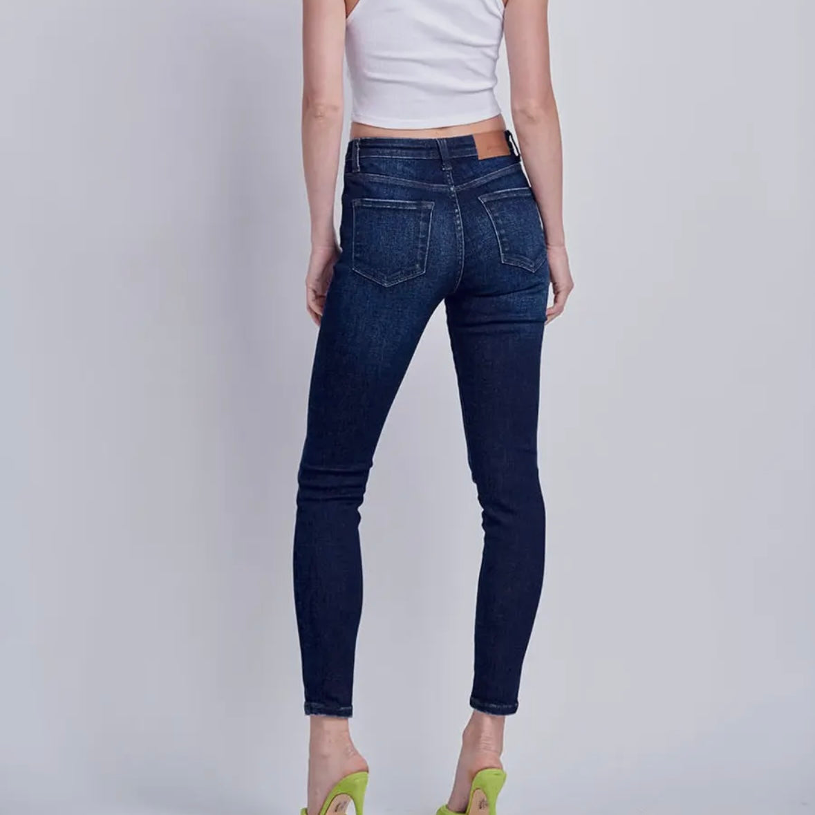 High Rise Full Length Skinny Jeans | Dark