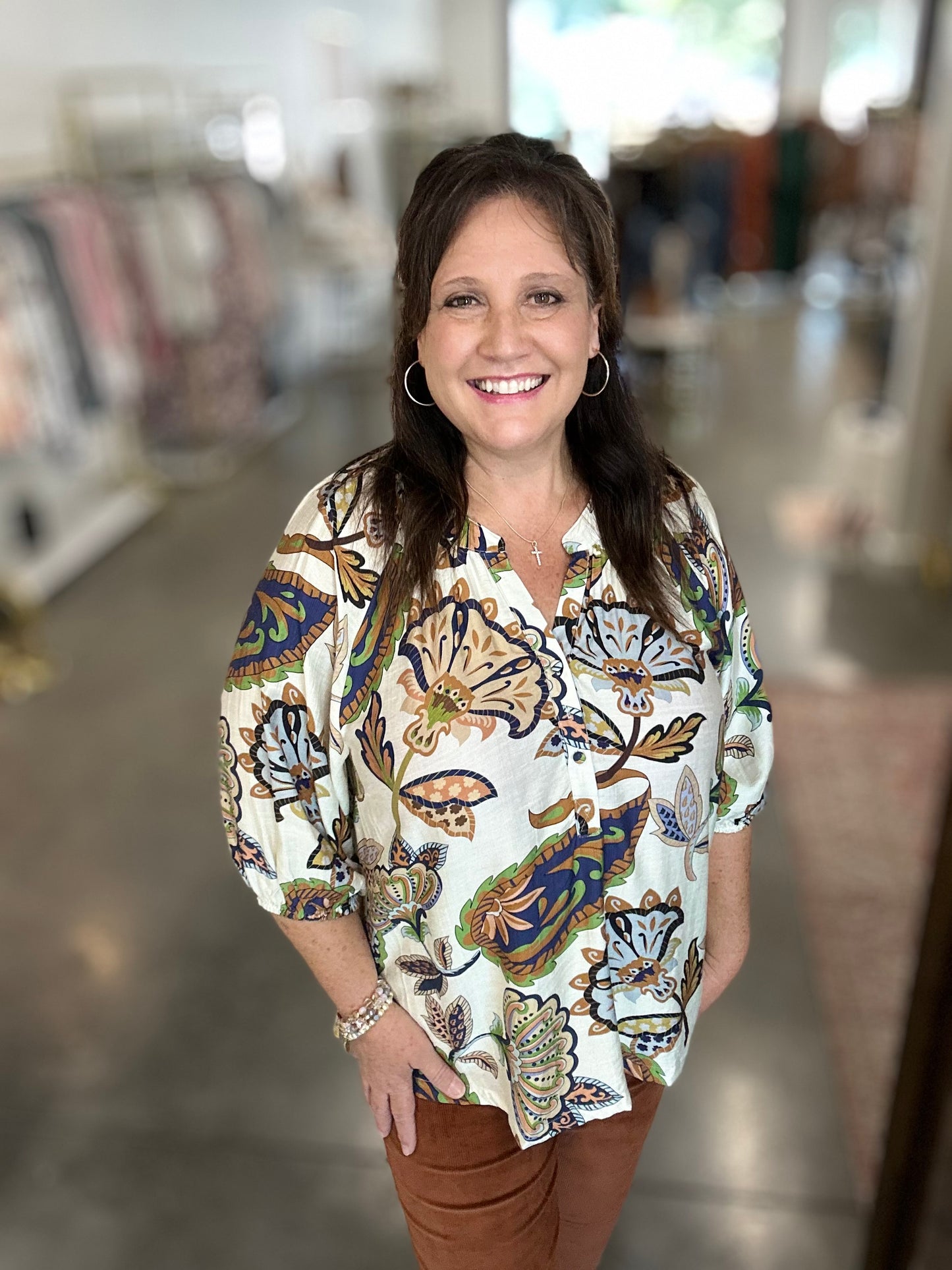 Cream Boho Paisley Blouse