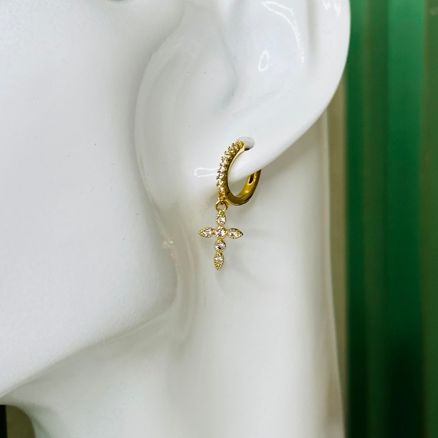 Dainty Cross Huggie Hoop Earrings