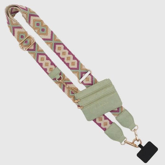 Clip & Go Crossbody Strap w/ Zippered Pouch - Multi Colors