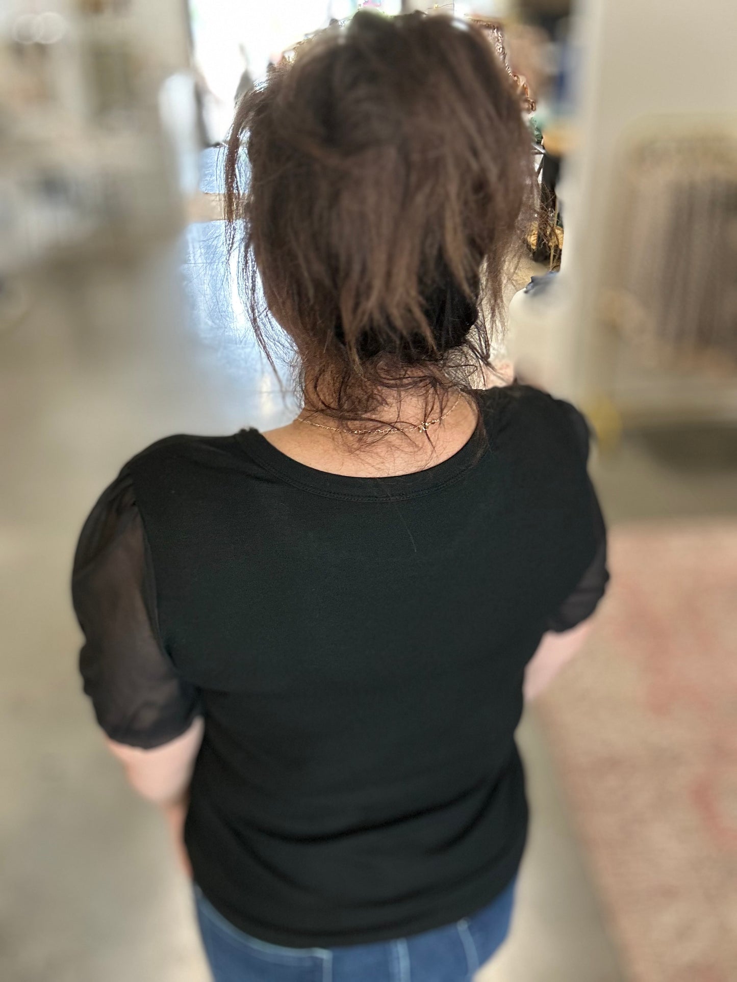 Black Jewel Neckline Top